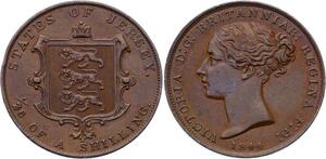 O2609 Jersey Scarce !!! 1/26 Schilling Victoria 1844 UNC !! ->Make offer