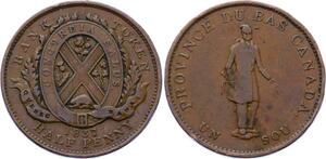 O2611 Canada Bas Canada 1/2 Penny 1 Sou Quebec Bank 1837 ->Make offer