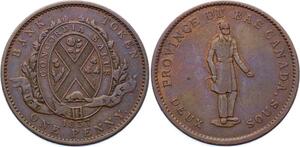 O2612 Canada Bas Canada 1 Penny 2 Sous City Bank 1837 ->Make offer