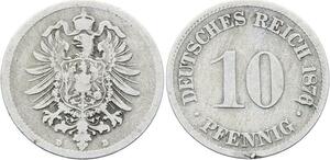 O3088 German States 10 Pfennig Wilhelm I 1876 KM#4 ->Make offer