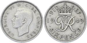 O3233 Great Britain 6 Pence Georgivs VI 1949 ->Make offer