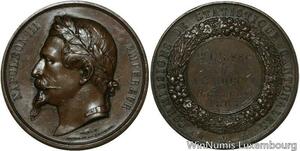O4605 Rare Médaille Napoléon III Commission Statistiques 1863 SPL