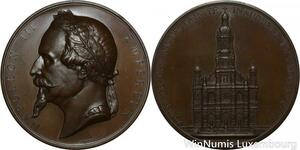 O4614 Rare Médaille Napoléon III Eglise Sainte Trinité Paris 1869 Borrel UNC