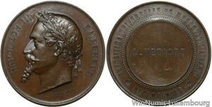 O4616 Médaille Napoléon III Exposition Universelle Récompenses Paris 1867 SPL