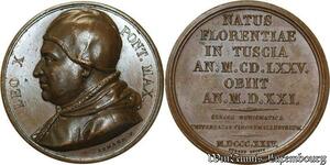 O5419 Rare Medaille Vatican Leo X 1824 Armand Baron Desnoyers SPL ->Make offer