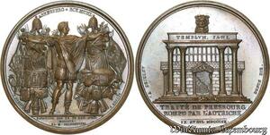 O5615 Rare Medaille Napoléon I Traité Presbourg 1809 Baron Desnoyers SPL