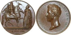 O6007 Tres rare Medaille Charles X Reims Brun Vivier 1825 Paris Desnoyers SUP+