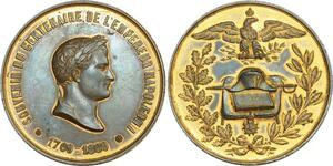 O6013 Médaille 1er Empire Centenaire empereur Napoleon 1769 1869 Desnoyers SUP