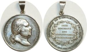 O6026 Rare Médaille Louis XVIII Instruction 1818 Baron Desnoyers Argent Silver