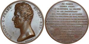 O6028 Médaille Charles X Paroles du Roi Gayrard 1824 Baron Desnoyers SUP