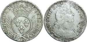 O6127 Rare France R3 Ecu Louis XIV aux palmes 1697 9 Rennes Argent Silver fn ->M offre