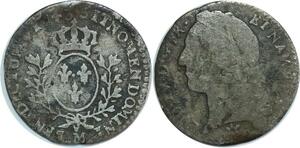 O6154 Rare R2 France 1/20 Ecu Louis XIV Bandeau 6 sols 1743 M Toulouse Argent