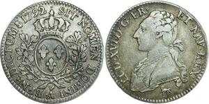 O6164 Rare R3 France 1/2 Ecu Louis XVI 1792 .A Paris Argent Silver ->M offre