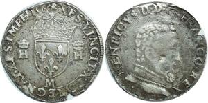O6195 Rare Teston France François II nom d'Henri II 5eme typ 1560 M Toulouse Argent