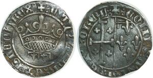 O6200 Rare France Provence Gros ou Sol Coronat Louis II d'Anjou 1414 Argent ->M offre