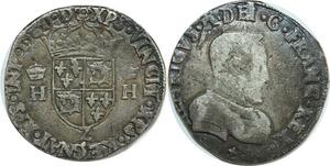O6203 Rare Teston France Charles IX au nom d'Henri II Dauphiné 1561 Z Grenoble Argent
