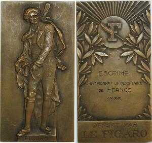 O6234 France Plaque French newspaper 1883-1944 Figaro Escrime 1935 SUP