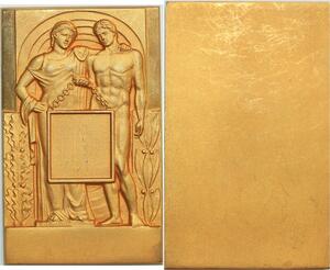 O6266 France Rare Plaque Art Déco Allegorie Hercule SUP