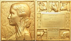 O6273 Plaque Art Déco Crédit Agricole Mayenne Morlon Epi Blé SUP