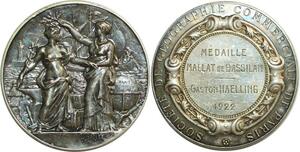 O6305 France Rare Médaille Géographie Gaston Haelling 1922 Paris Argent SUP