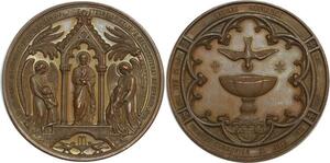 O6332 Médaille Première Communion Gaspard Gondinet Martin 1871 SPL