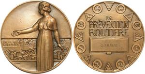 O6346 France Médaille Art Déco Prévention routière Turin 1969 SPL