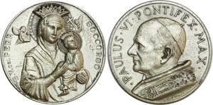 O6373 Medal Vatican Papal Paul Paulus VI Pontifex Max Silvered SUP