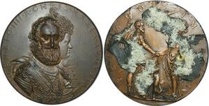 O6386 France Médaille Henri IV Marie Médicis Dupré 1605 - 10CM