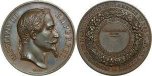 O6396 Médaille Napoléon III Barre Carcassonne 1867 SUP