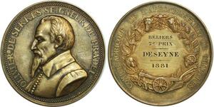 O6402 France Médaille Olivier Serres Seigneur Pradel Chartres 2e Prix Vermeil SUP