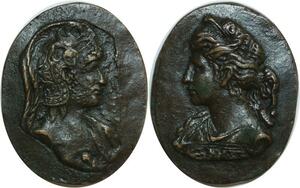 O6405 Plaque deux portraits Homme Femme Empereur Romain - Make offer