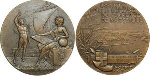 O6408 France Médaille Art Commerce Marseille Galère Navire Marchand 1906 SUP