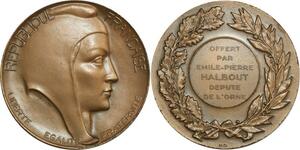 O6420 France Médaille Marianne Halbout Député Orne Coëffin 1972 SUP