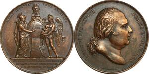 O6424 Médaille Louis XVIII Naissance Henri V Andrieu 1820 SUP