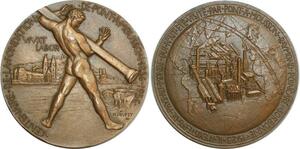 O6437 France Médaille Centenaire Fondation Pont à Mousson 1956 Dropsy Poincaré SUP