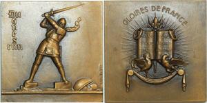 O6453 France Plaque Bertrand du Guesclin Breton Dinan comte LongueVille 1880 SUP