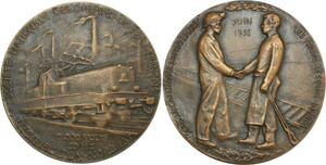 O6456 France Coffret Médaille SNCF Electrification 25000 Volts Mans Rennes 1955 FDC