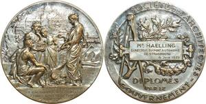 O6480 Rare Médaille Société Architectes Haelling Louis Bottée 1896 Silvered