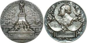O6492 Médaille Leon Gambetta Alsace Lorraine Bartholdi Avray SchouBart Silvered