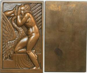 O6514 Scarce Plaque France Art Déco Léda with swan Lavrillier 1925 SPL