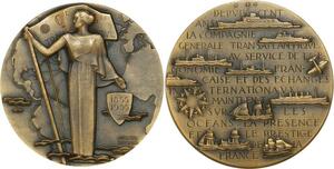 O6584 Rare France Médaille 100 ans Comp. atlantique Marcel Renard 1855-1955 SUP