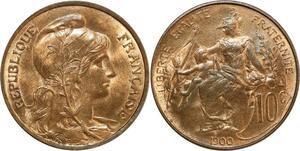 O6601 Rare 10 Centimes Dupuis 1900 FDC Red Luster ! ->Make offer