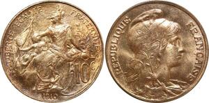 O6607 Rare 10 Centimes Dupuis 1910 FDC Red Luster ! ->Make offer