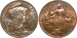 O6608 Rare 10 Centimes Dupuis 1910 FDC Red Luster ! ->Make offer