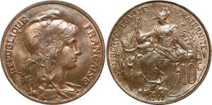 O6615 Rare 10 Centimes Dupuis 1911 FDC Red Luster ! ->Make offer