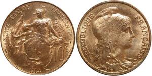 O6617 Rare 10 Centimes Dupuis 1912 FDC Red Luster ! ->Make offer