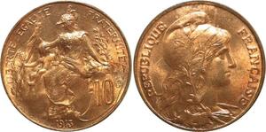 O6622 Rare 10 Centimes Dupuis 1913 FDC Red Luster ! ->Make offer