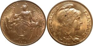 O6627 Rare 10 Centimes Dupuis 1914 FDC Red Luster ! ->Make offer