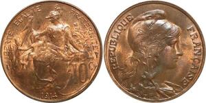 O6629 Rare 10 Centimes Dupuis 1914 FDC Red Luster ! ->Make offer