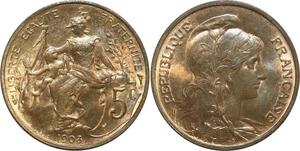 O6630 Rare 5 Centimes Dupuis 1903 FDC Red Luster ! ->Make offer